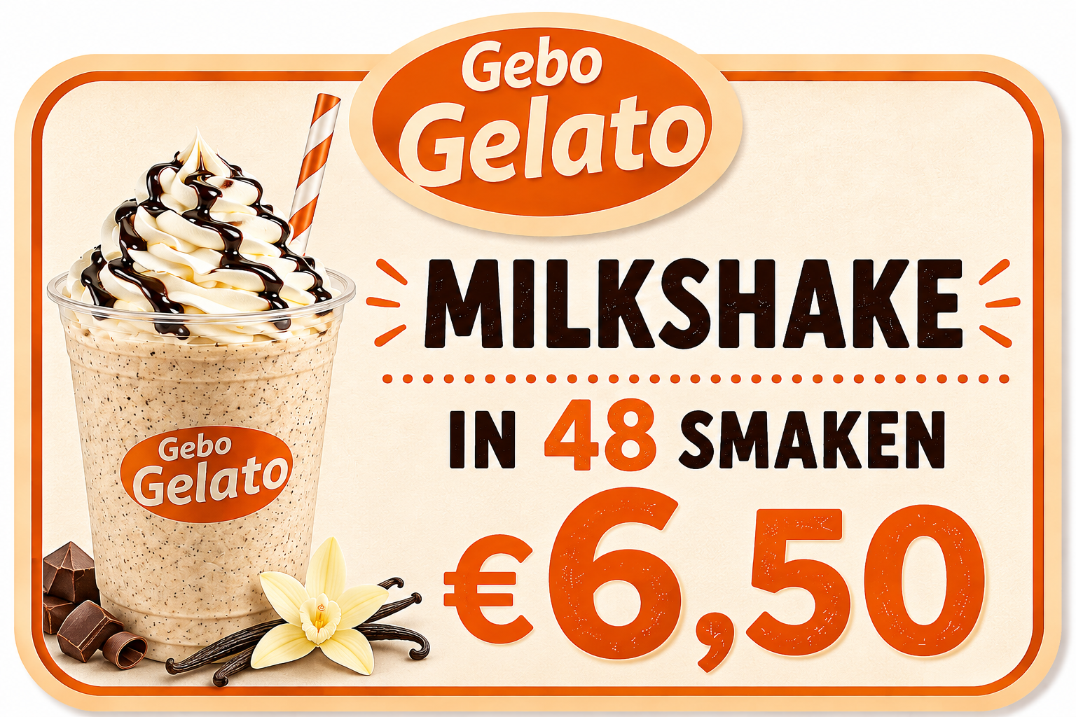 Milkshake in Zeewolde verkrijgbaar in 48 smaken bij ijssalon Zeewolde - Gebo Gelato